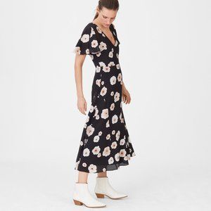 Club Monaco Floral Print Silk Midi Dress